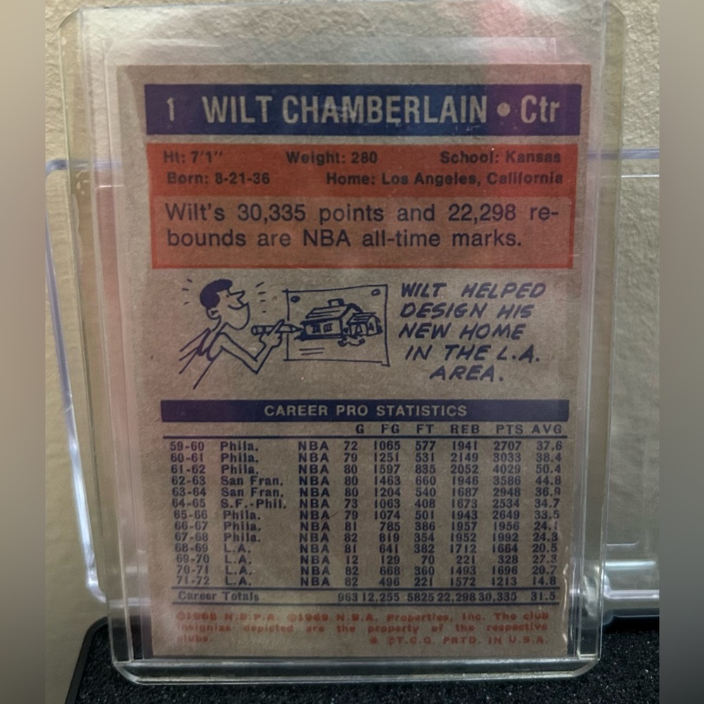 1972-73 Wilt Chamberlain LA Lakers Basketball Card Vintage Rare - Picture 2 of 6